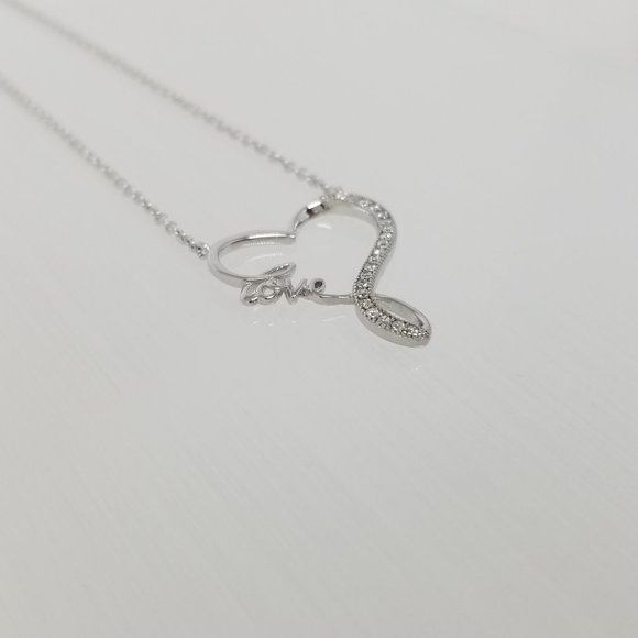 Necklace Pendant Sterling Silver 925-CZ Heart Love - Picture 6 of 6